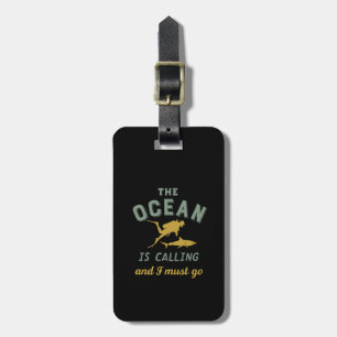 Vintage Diving The Ocean Is Calling I Must Go Luggage Tag