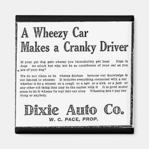 Vintage Dixie Auto Advertisement 1923 Wheezy Car Magnet
