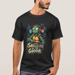 Vintage DJ Turtle Mixing Vinyl Record Funny 80s Mu T-Shirt