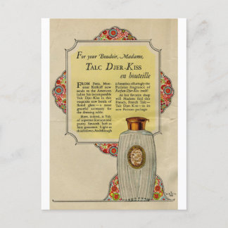Vintage Djer Kiss Talc powder ad 1924 Postcard