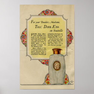 Vintage Djer Kiss Talc powder ad 1924 Poster