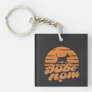 Vintage Dobe Mom Sunset Dog Art Key Ring