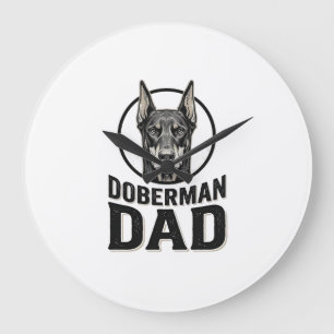 Vintage Doberman Dad Engraving Dog Lover Design_1 Large Clock