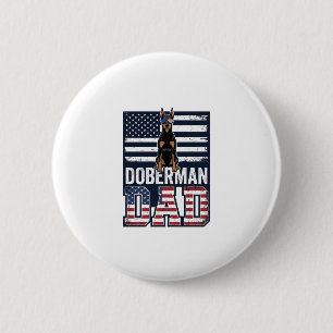 Vintage Doberman Dad Patriotic Dog Shirt Design_1 6 Cm Round Badge