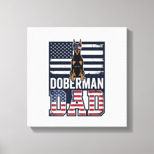Vintage Doberman Dad Patriotic Dog Shirt Design_1 Canvas Print