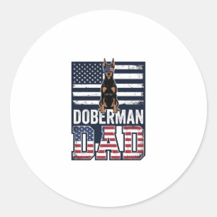 Vintage Doberman Dad Patriotic Dog Shirt Design_1 Classic Round Sticker