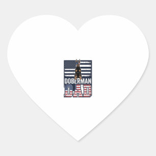 Vintage Doberman Dad Patriotic Dog Shirt Design_1 Heart Sticker