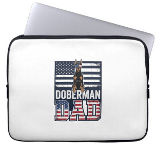 Vintage Doberman Dad Patriotic Dog Shirt Design_1 Laptop Sleeve
