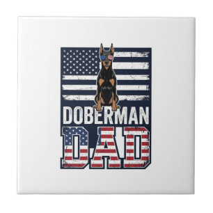 Vintage Doberman Dad Patriotic Dog Shirt Design_1 Tile