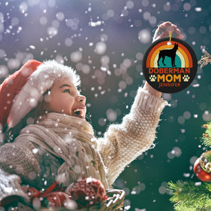 Vintage Doberman Dog Mum Sunset Personalised Ceramic Tree Decoration