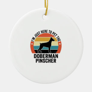 Vintage Doberman Pinscher Dog Lover Shirt Design Ceramic Tree Decoration
