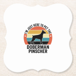 Vintage Doberman Pinscher Dog Lover Shirt Design Paper Coaster