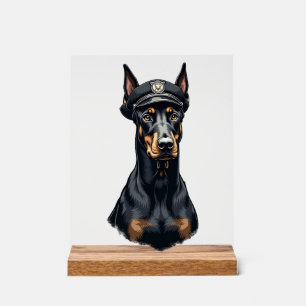 Vintage Doberman Police Dog Portrait Black and Whi Acrylic Sign