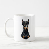 Vintage Doberman Police Dog Portrait Black and Whi