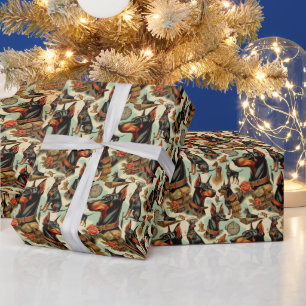 Vintage Doberman Seamless Painting Wrapping Paper
