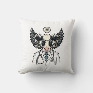 Vintage Doctor Cow Vector Shirt Design_1 Cushion