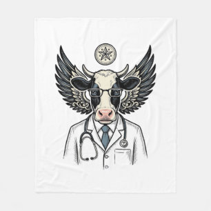Vintage Doctor Cow Vector Shirt Design_1 Fleece Blanket