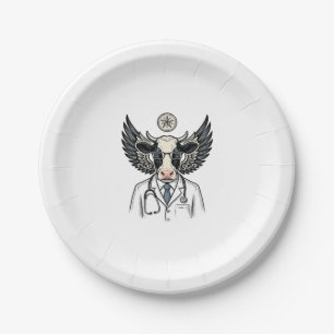 Vintage Doctor Cow Vector Shirt Design_1 Paper Plate