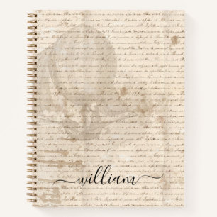 Vintage document script air ship monogram notebook
