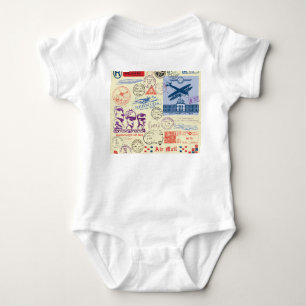 Vintage Document Stamp Decor Set Baby Bodysuit