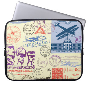 Vintage Document Stamp Decor Set Laptop Sleeve