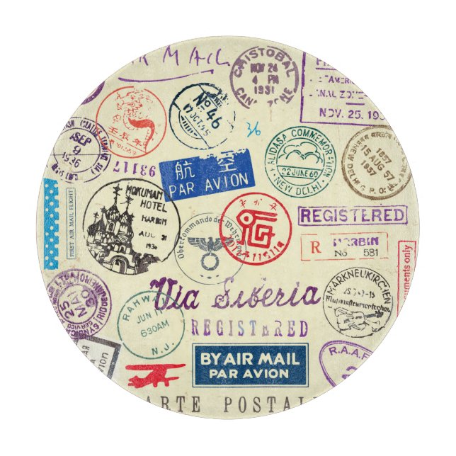 Vintage Document: Stamp Set Collection. Cutting Board (Front)