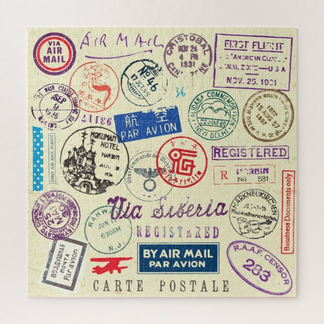 Vintage Document: Stamp Set Collection. Jigsaw Puzzle (Vertical)