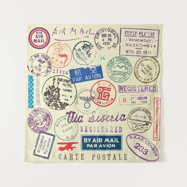 Vintage Document: Stamp Set Collection. Tapestry (Front)