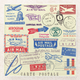 Vintage Document Stamp Set Design. Glass Coaster