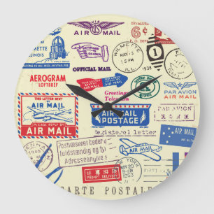 Vintage Document Stamp Set Design. Large Clock
