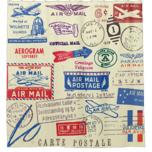 Vintage Document Stamp Set Design. Shower Curtain