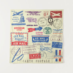 Vintage Document Stamp Set Design. Tapestry