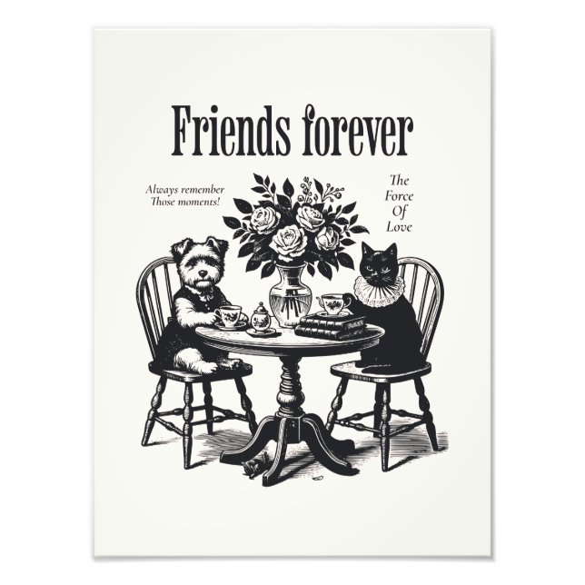 Vintage Dog and Cat | Minimalist Print (Front)