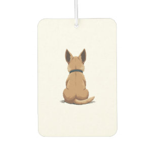 Vintage Dog Back View Illustration with Big Ears P Car Air Freshener