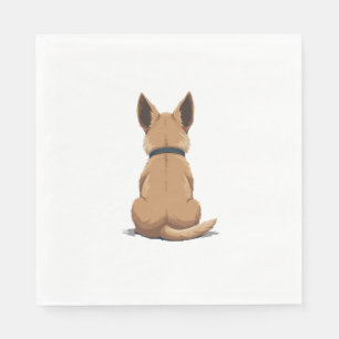 Vintage Dog Back View Illustration with Big Ears P Napkin