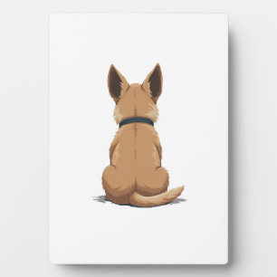 Vintage Dog Back View Illustration with Big Ears P Plaque