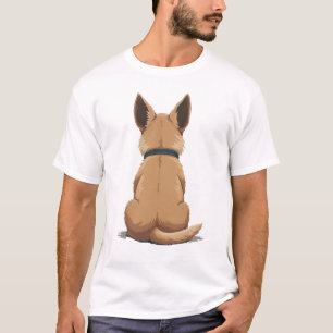 Vintage Dog Back View Illustration with Big Ears P T-Shirt