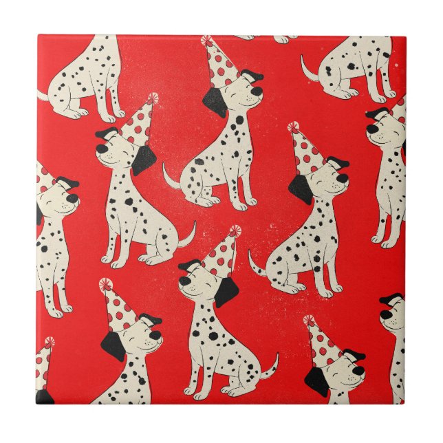Vintage Dog Birthday  Tile (Front)