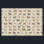 Vintage Dog Breeds Patterned Tissue Paper<br><div class="desc">Collection of vintage dog drawings from the Dogs of the World trading card series issued in 1890 to promote Old Judge Cigarettes. Series of 50 card images are available in the public domain. Many familiar dog breeds including Basset Hound,  Saint Bernard,  Dachshund,  Pug,  Pekingese,  Bulldog,  and Great Dane.</div>