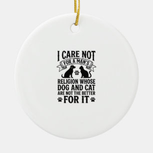 Vintage Dog Cat Religion Quote Pet Lover Design_1 Ceramic Tree Decoration