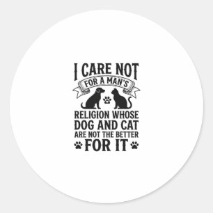 Vintage Dog Cat Religion Quote Pet Lover Design_1 Classic Round Sticker