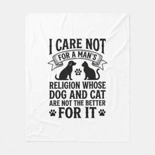 Vintage Dog Cat Religion Quote Pet Lover Design_1 Fleece Blanket