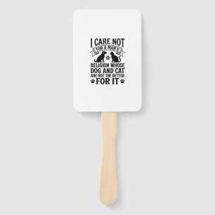 Vintage Dog Cat Religion Quote Pet Lover Design_1 Hand Fan