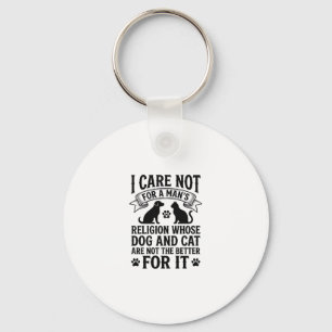 Vintage Dog Cat Religion Quote Pet Lover Design_1 Key Ring