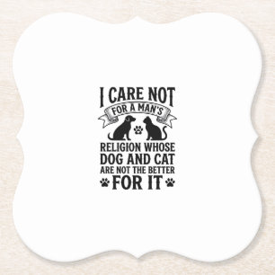 Vintage Dog Cat Religion Quote Pet Lover Design_1 Paper Coaster