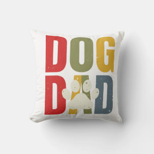 Vintage Dog Dad Paw Print Retro Typography Shirt_1 Cushion
