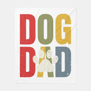 Vintage Dog Dad Paw Print Retro Typography Shirt_1 Fleece Blanket