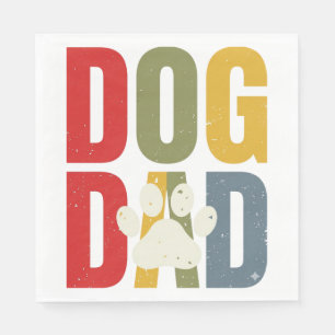 Vintage Dog Dad Paw Print Retro Typography Shirt_1 Napkin