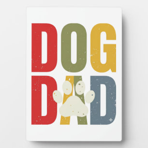 Vintage Dog Dad Paw Print Retro Typography Shirt_1 Plaque