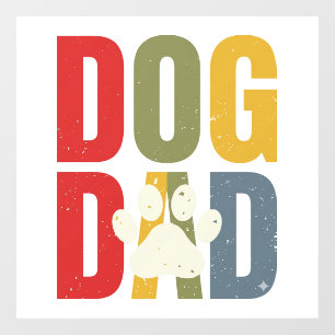 Vintage Dog Dad Paw Print Retro Typography Shirt_1 Window Cling